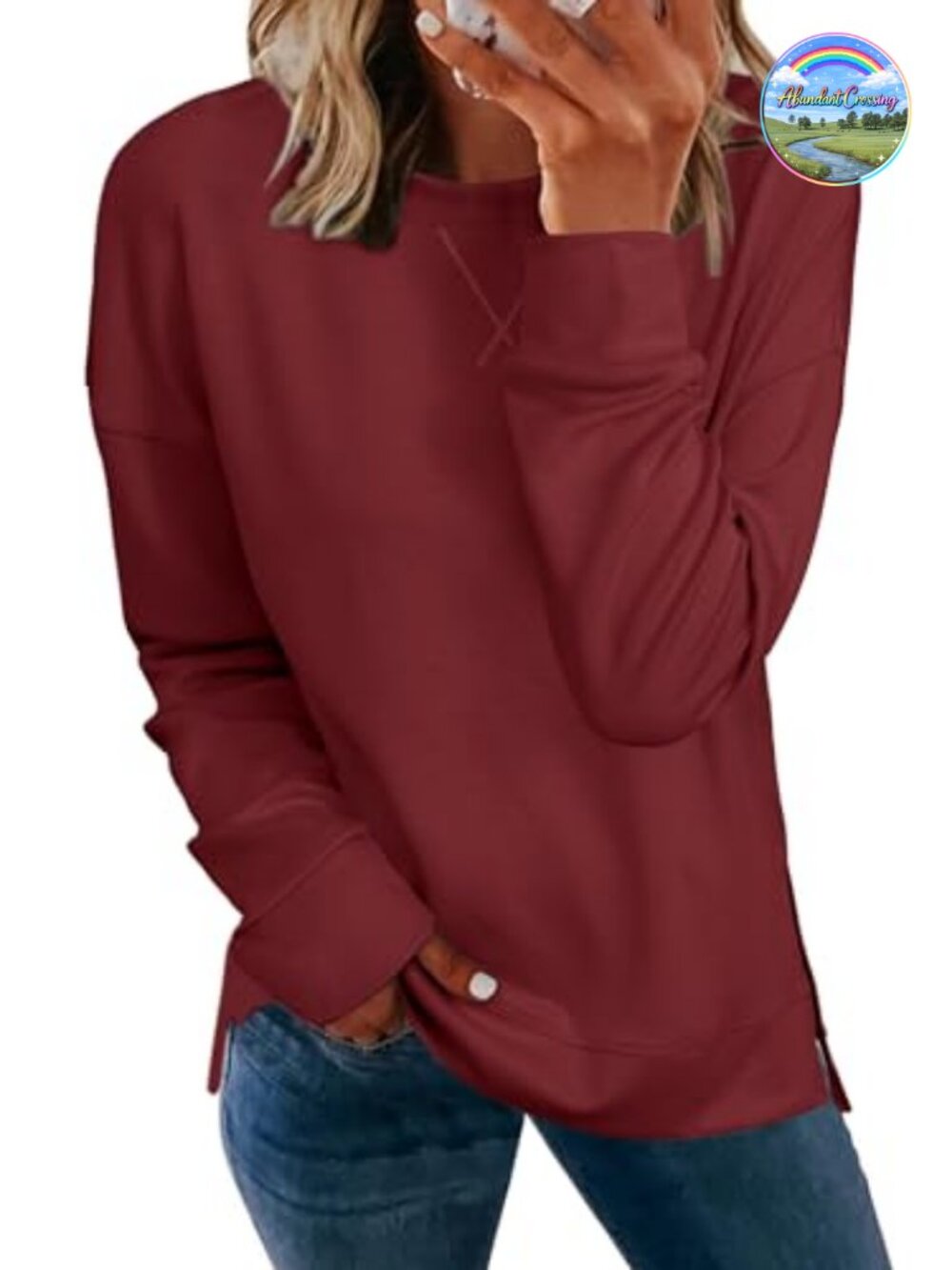 Lightweight Modal Long Sleeve Crewneck Sweatshirt Relaxed Pullover
